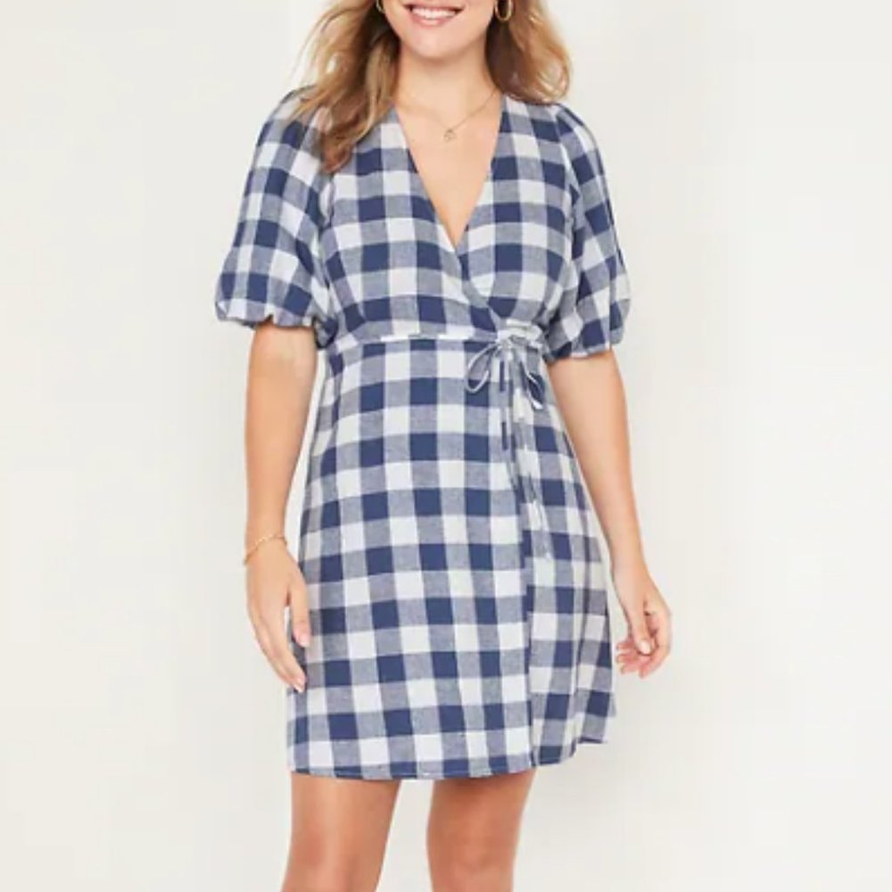 Old Navy Blue Gingham Dress (Med)